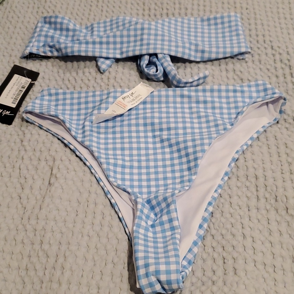 NWT Nasty Gal Gingham Two Piece Bikini Size 6